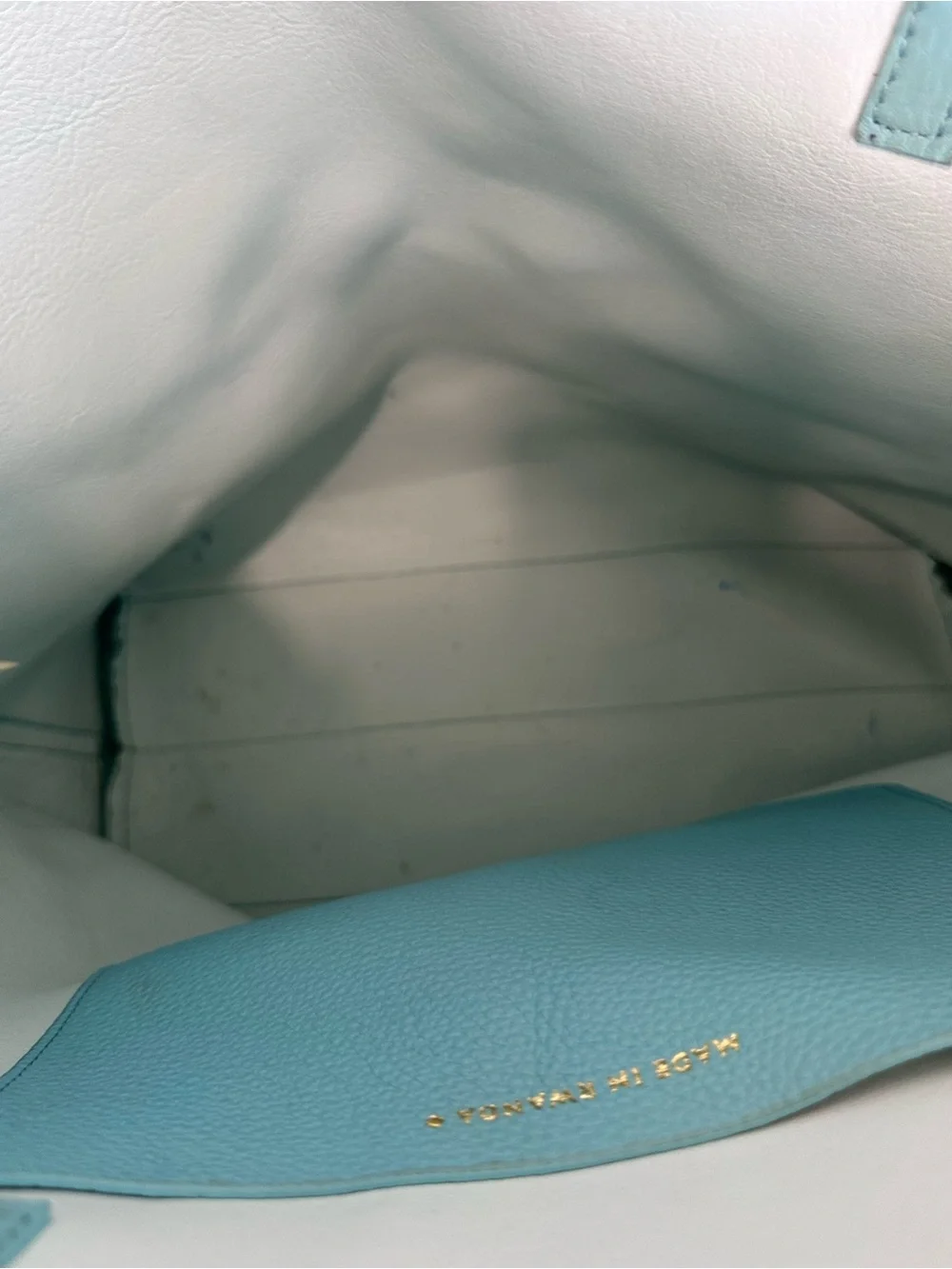 Kate Spade New York Seafoam Blue Leather Bow Tote Bag Large Shoulder Purse